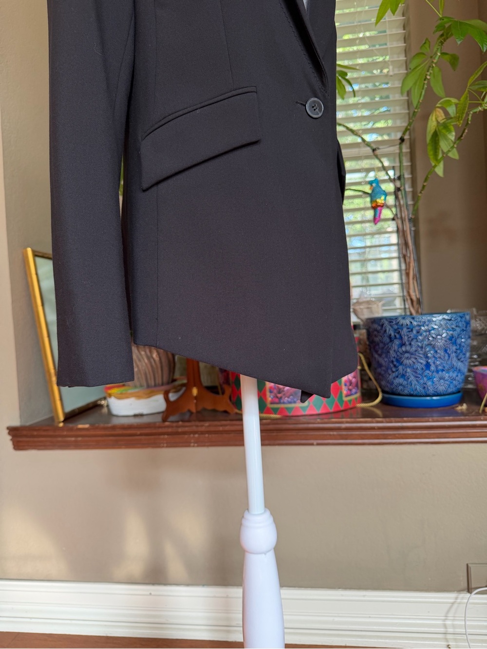 Adrianna Papell Black Point Hem One-Button Blazer Jacket - Picture 5 of 6